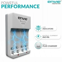 VEV Envie (ECR-20) Beecle 220V Rechargeable Battery Charger for AA & AAA Ni-mh Batteries with Two LED Indicator (WHITE)