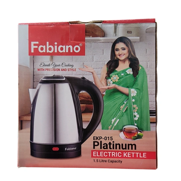 Fabiano EKP-015 Platinum Electric Kettle with Stainless Steel Body, 1.5 litre, used for boiling Water, making tea and coffee, instant noodles, soup & More