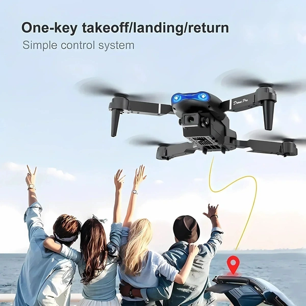 VEV E99 Pro Poldble Drone New Durable Structure Design Special Super Durable Design Foldable Remote Control Drone With Dual Camera Drone 2 Batteries1 Drone (BLACK) - Black