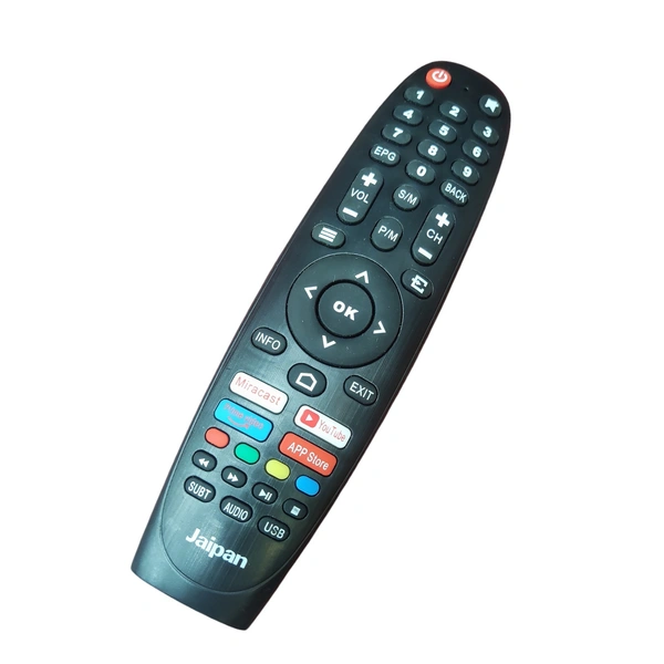 Jaipan Remote TV with Miracast, YouTube, Prime Video| Compatible Remote for Jaipan TV 32", 43" (Black)