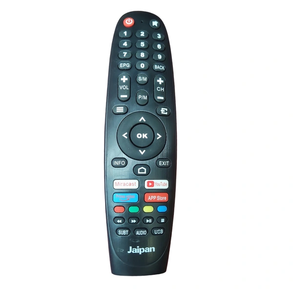 Jaipan Remote TV with Miracast, YouTube, Prime Video| Compatible Remote for Jaipan TV 32", 43" (Black)
