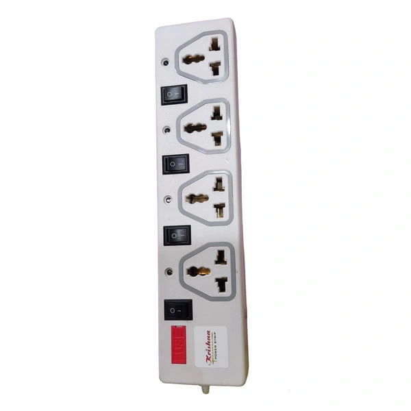 Krishna Power Strip 4+4 Power Socket | Premium Portable Power Strip | 1.5 Length (White)