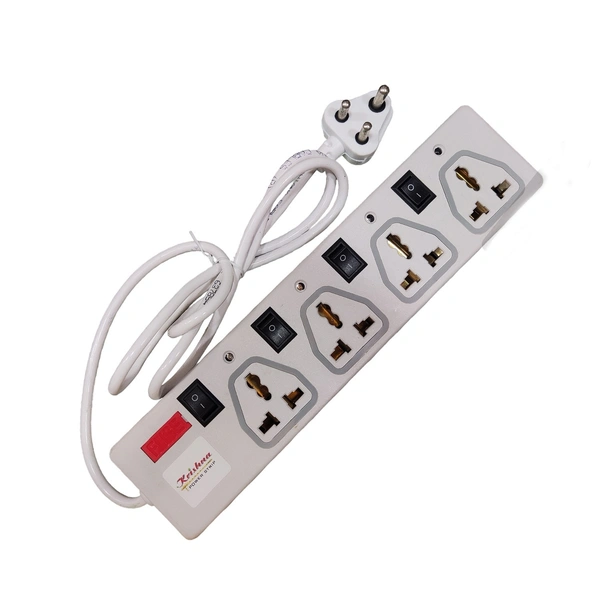 Krishna Power Strip 4+4 Power Socket | Premium Portable Power Strip | 1.5 Length (White)