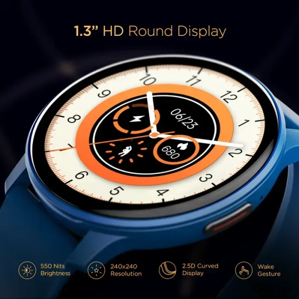 BoAt boAt LUNAR CALL Smartwatch | 1.3"(3.3cm) Display | BT Calling, Bilingual, 100+ Sports Mode (Sapphire Blue)