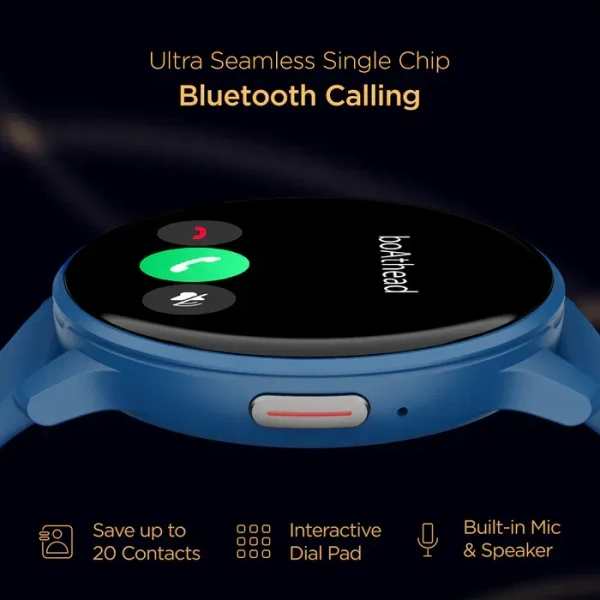 BoAt boAt LUNAR CALL Smartwatch | 1.3"(3.3cm) Display | BT Calling, Bilingual, 100+ Sports Mode (Sapphire Blue)