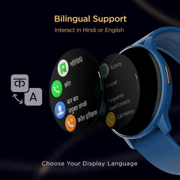 BoAt boAt LUNAR CALL Smartwatch | 1.3"(3.3cm) Display | BT Calling, Bilingual, 100+ Sports Mode (Sapphire Blue)