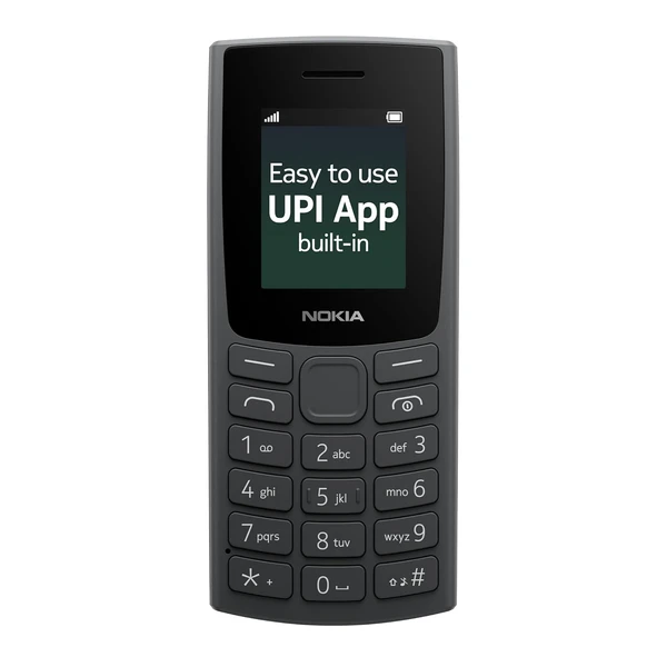 Nokia 105 Single Sim Keypad Phone with Built-in UPI Payments, Long-Lasting Battery, Wireless FM Radio (Charcoal)