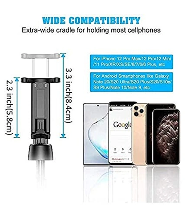VEV R1 Selfie Stick, Extendable Selfie Stick with Tripod Stand and Detachable Wireless Bluetooth Remote (Black)