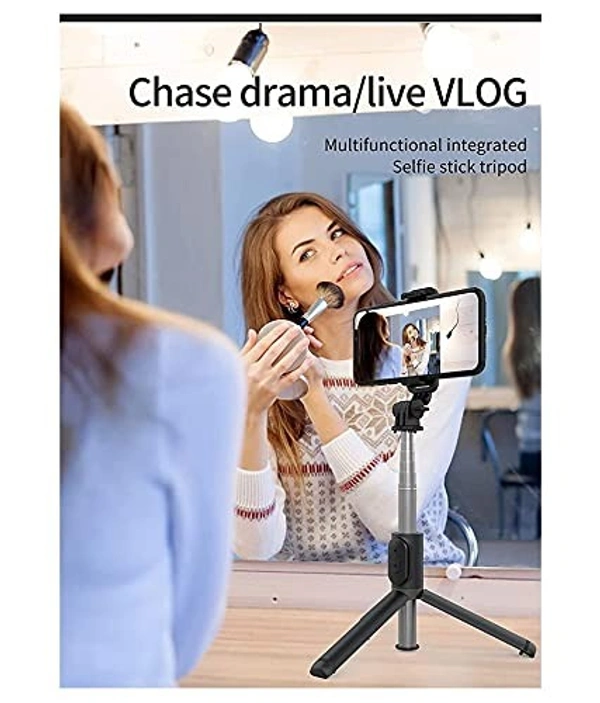 VEV R1 Selfie Stick, Extendable Selfie Stick with Tripod Stand and Detachable Wireless Bluetooth Remote (Black)