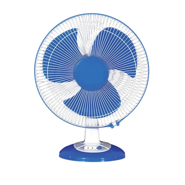 Royal Racer High Speed 400mm Table Fan | 3 Speeds 90° Adjustable Small Personal Cooling Fan (White & Blue)