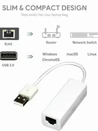VEV USB 2.0 Ethernet Lan Adapter USB To RJ45 Network LAN Adapter Up To 10/100Mbps, For Windows/Mac/Linux