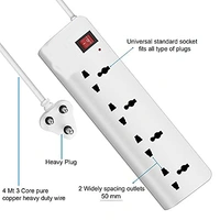 Shreyam SE-177  4 Way Extension | Switch With Indicator | 3 Meter Length (White)