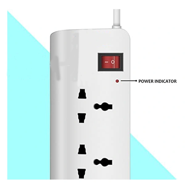 Shreyam SE-177  4 Way Extension | Switch With Indicator | 3 Meter Length (White)