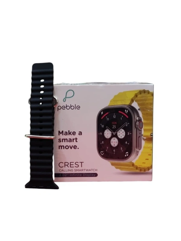 Pebble Crest 2.02"Infinite Display,Rugged Design,BT Calling,Rotating Crown,Health Suite Smartwatch  (Yellow Strap, Free Size) - Yellow