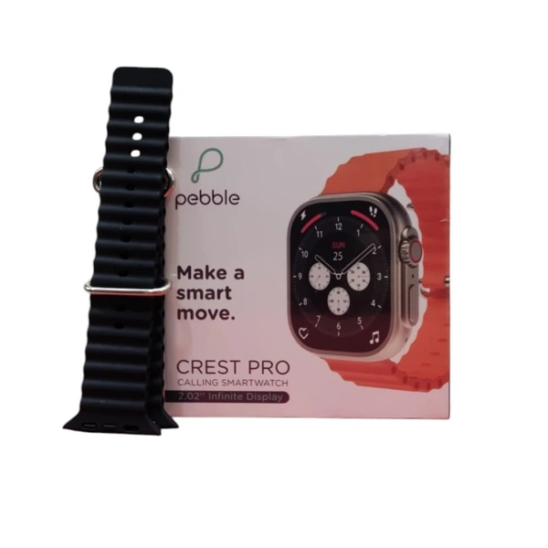 Pebble Crest 2.02"Infinite Display,Rugged Design,BT Calling,Rotating Crown,Health Suite Smartwatch  (Orange Strap, Free Size) - Orange