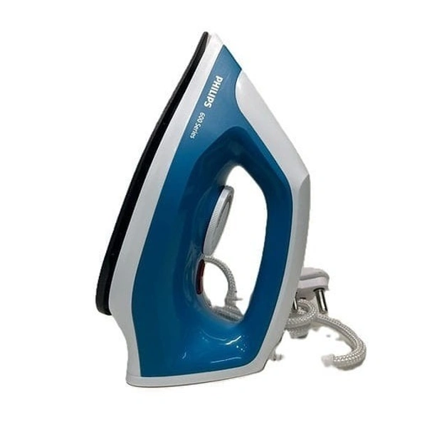 Philips Dry Iron (DST0600/20) with 3 year warranty (World No.1 Ironing Brand) Powerful 1000 Watts for Fast heat up & Golden Advanced Alloy Soleplate with Uniform Heat Distribution (BLUE) - Blue