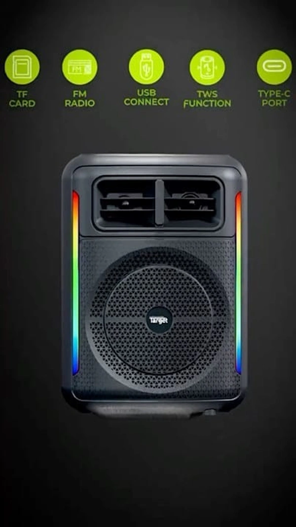 TARGET Target SB-225 SPEAKER Wireless Portable Speaker 12 Hours Play Time Dual Equalizer Modes For Normal & Deep Bass Output Wired Mic With Remote (BLACK) - Black