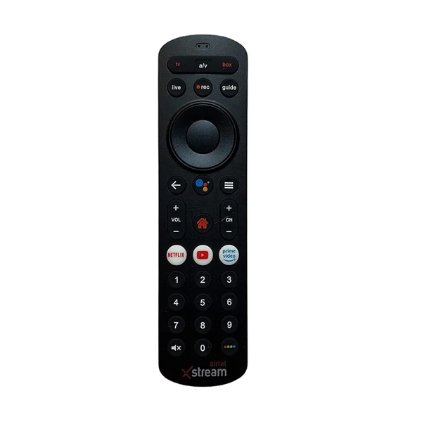 VEV Airtel Xstream Voice Assistant Remote Compatible For Airtel Xstream Set-Top Box Remote Control With Netflix Function (Black)