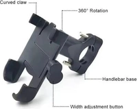 VEV C1 Universal Bike Mount Holder, 360 Degree Rotating, Metal Body, Handlebar Cradle Stand for Bicycle, Motorcycle, Fits All Smartphones, (Black) - Black