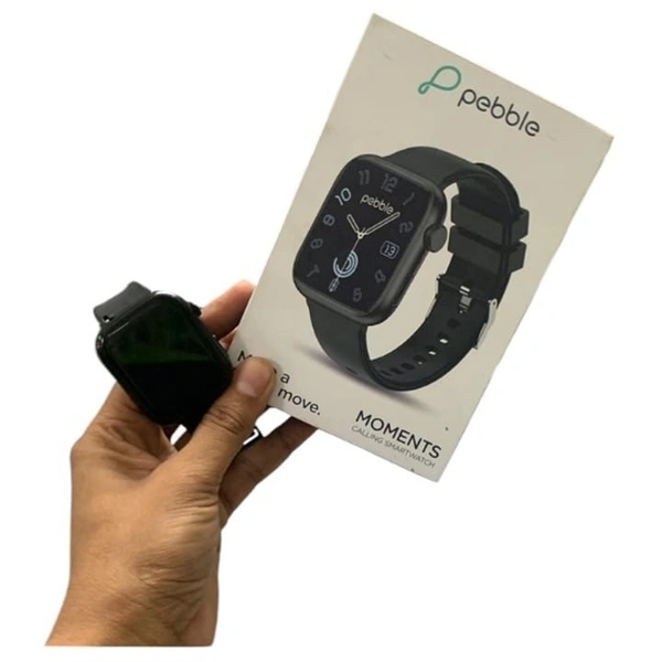 PEBBLE Pebble Moments Smart Watch 1.87 True HD Display BT Calling With Curved HD Display Smartwatch Free Size (Black)