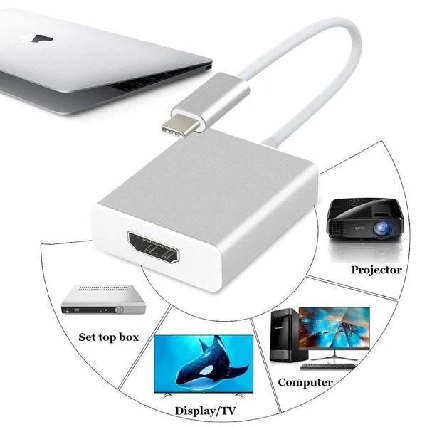 VEV USB-C Type C Male to HDMI Female 4K HDTV Digital Adapter Cable Cord Converter Compatible With MacBook, TV, Monitor, Projector, Laptop (WHITE)