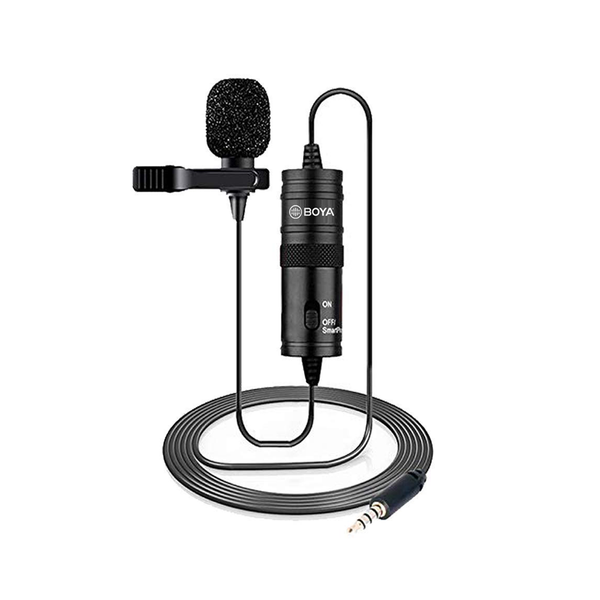 BOYA BY-M1 Omnidirectional Lavalier Condenser Microphone with 20ft Audio Cable (Black)
