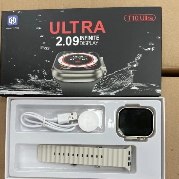 ULTRA T10 Ultra Smartwatch 2.09" inch Big Infinite Display Sleek Design Metal Body with 53mm Real Screws Calling Wireless Charging with Activity Tracker Compatible with All 3G/4G/5G Android (White) - White