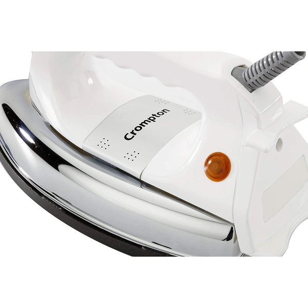 Crompton ACGEI-Rhino 1000-Watt Heavy weight Dry Iron with Non Stick Teflon Coating (White & Silver)