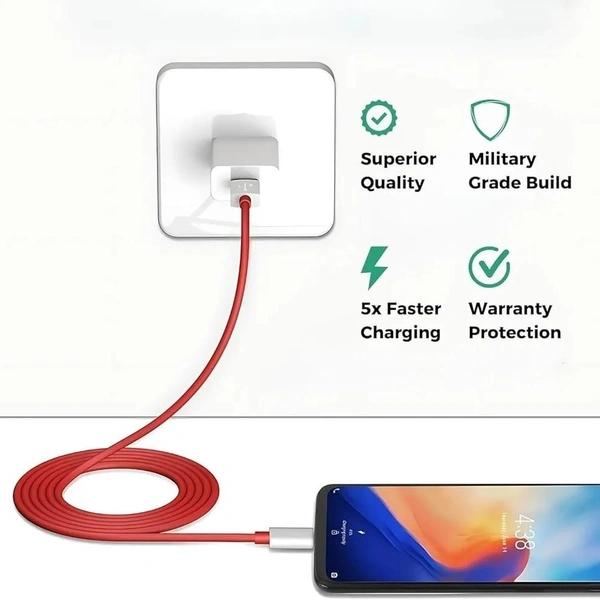 Morbi Charge - x3 65W Fast Charge Supports Warp, Super VOOC, Dash, Fast & Super Fast Charging Adaptor With Cable
