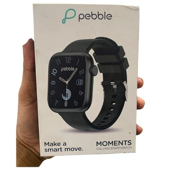 PEBBLE Pebble Moments Smart Watch 1.87 True HD Display BT Calling With Curved HD Display Smartwatch Free Size (Black)