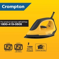 Crompton Eris 1000 Watts Dry Iron With 2 Year Warranty 6 Fabric Settings Power 1000 Watts For Fast Heat Up & Coated Soleplate (Yellow & Black)