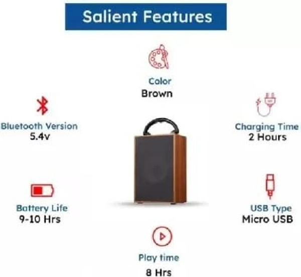 Target SP-T6 Antique Wooden Look Wireless Speaker 5Hrs Play Time (BROWN)