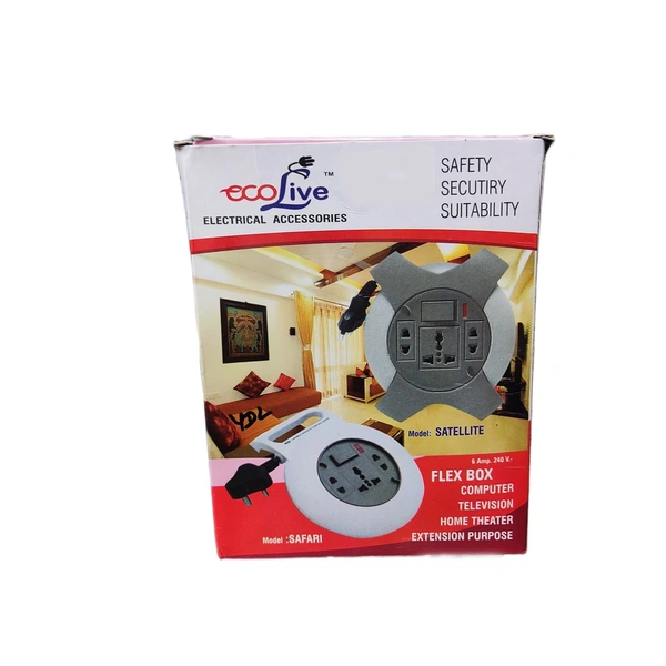 ecolive ecoLive Electrical Extension Flex Box 6 AMP, 240 Volts 3Pin (Grey)