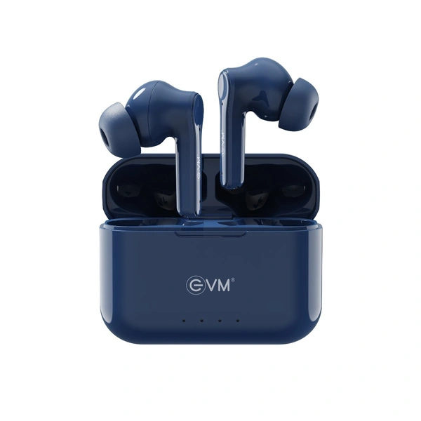 EVM EnZest Neo True Wireless Earbuds - 500mah Case Battery - 25Hrs Playtime - Voice & Touch Assistant (EVM-TWS-K12-Blue) - Blue