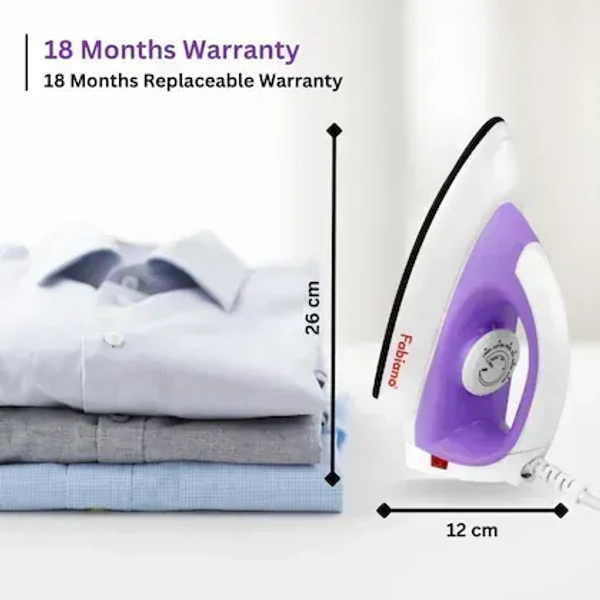 Fabiano Oasis Dry Iron 1100 Watt Light Weight Dry Iron (Purple)