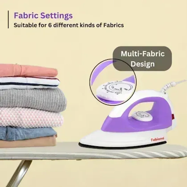Fabiano Oasis Dry Iron 1100 Watt Light Weight Dry Iron (Purple)