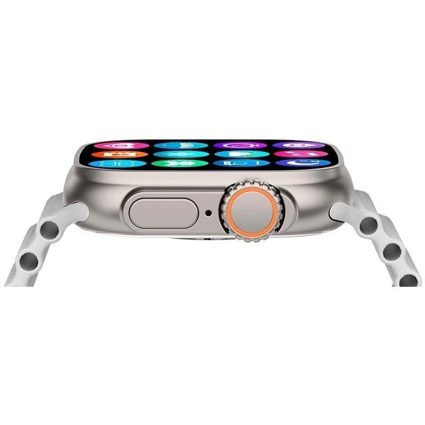 ULTRA T10 Ultra Smartwatch 2.09" inch Big Infinite Display Sleek Design Metal Body with 53mm Real Screws Calling Wireless Charging with Activity Tracker Compatible with All 3G/4G/5G Android (White) - White