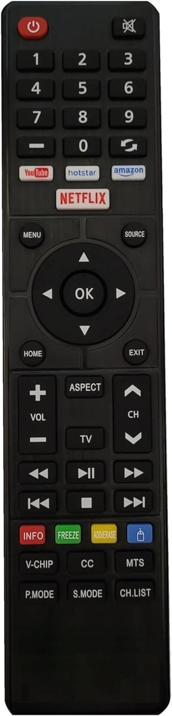 VEV Orpel Smart TV Remote Compatiable For Orpel Smart TV With YouTube, Hotstar, amazon, Netflix Function (BLACK)