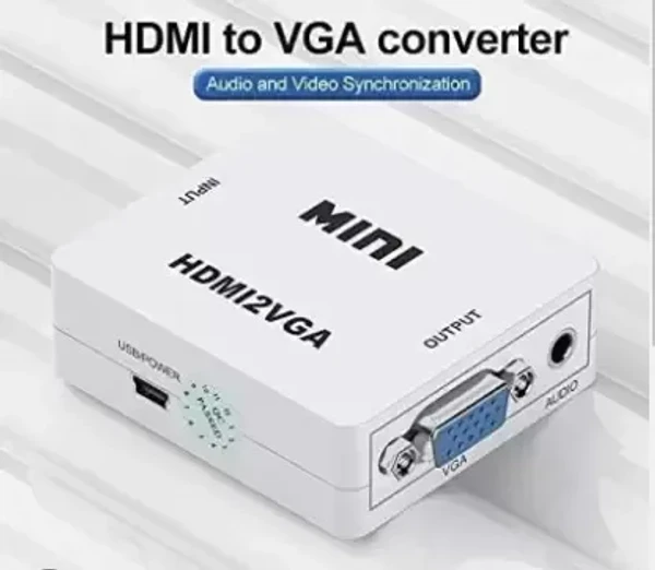 VEV Mini HDMI2VGA HD Video Converter Full HD 1080p (White)