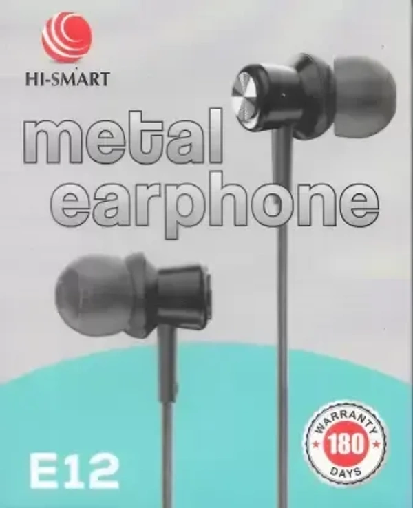 HI-SMART E12 Metal Earphone In Wired (Black)