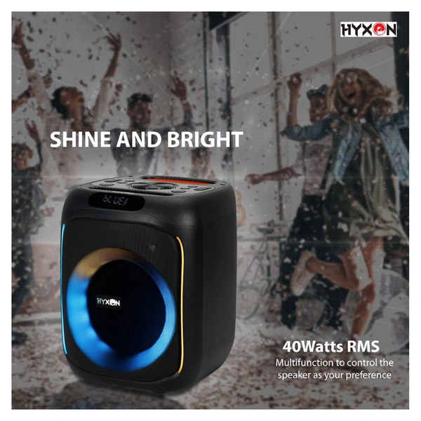 HYXON HK3 Party Speaker Bluetooth, USB, FM Radio, TF Card, Aux in, Microphone (Black)