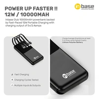 inbase Club Power Bank 10000mah Lithium Polymer Battery 12W Fast Power Delivery Charging 4 in 1 Inbuilt Cables (Black)