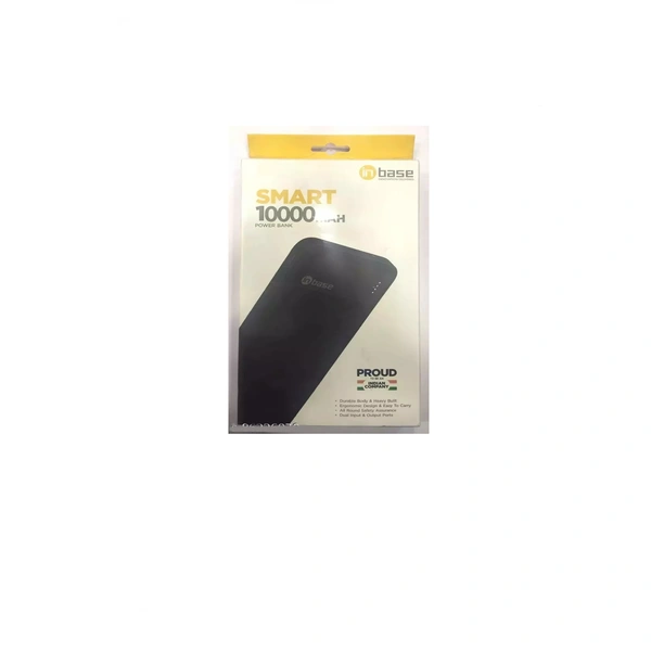 inbase Smart Power Bank 10000mah 2.4A Li-Polymer Battery 12W Fast Charging (Black)