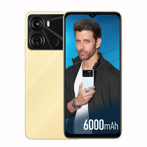 itel P40 6000mAh Battery with Fast Charging | 4GB RAM + 64GB ROM, Up to 7GB RAM with Memory Fusion | 13MP AI Dual Rear Camera (Luxurious Gold) - 