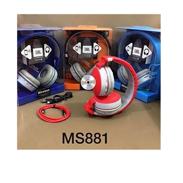 JBL VEV JBL MS-881A Wireless Headphone with Mic | Full Dolby Sound (RED)