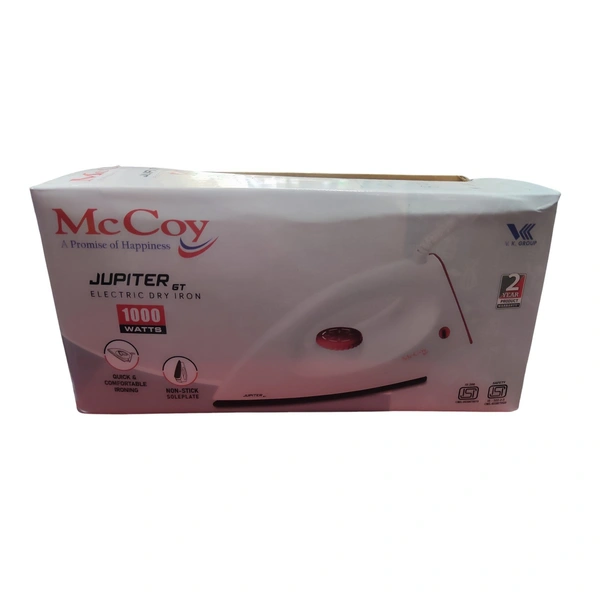 McCoy JUPITER GT 1000 Watts Electric Dry Iron (White & Orange)