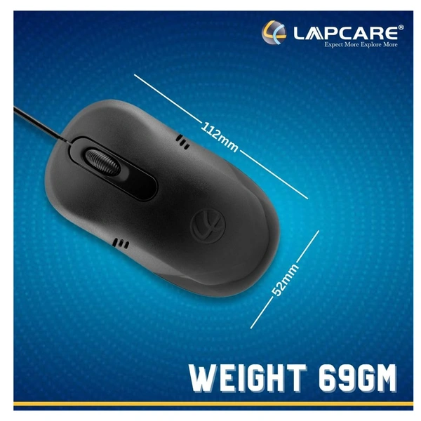 Lapcare L-60 PLUS (IND) Optical Mouse 1000 DPI (Black)