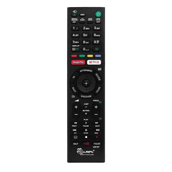 LRIPL Remote Control for Sony Smart LED LCD HD UHD TV with Google Play YouTube and Netflix Button (Black)
