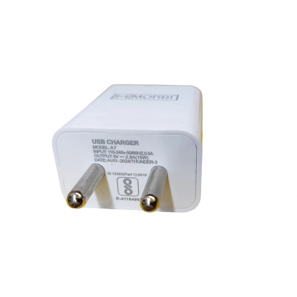 Morbi Thunder-l Super Fast Charger | 2.8A 15W Type-Micro | Super Fast Charging | Superior Durable - C-Pin