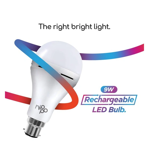 Nippo Rechargeable Emergency LED Bulb - 9W (Cool Day Light) Voltage Surge Protection